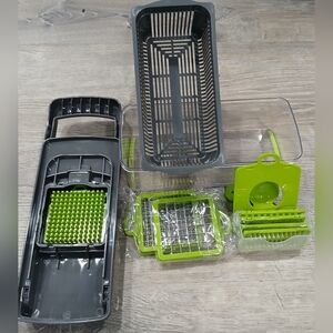 Multi-Function Vegetable Chopper with Green and Gray Accents